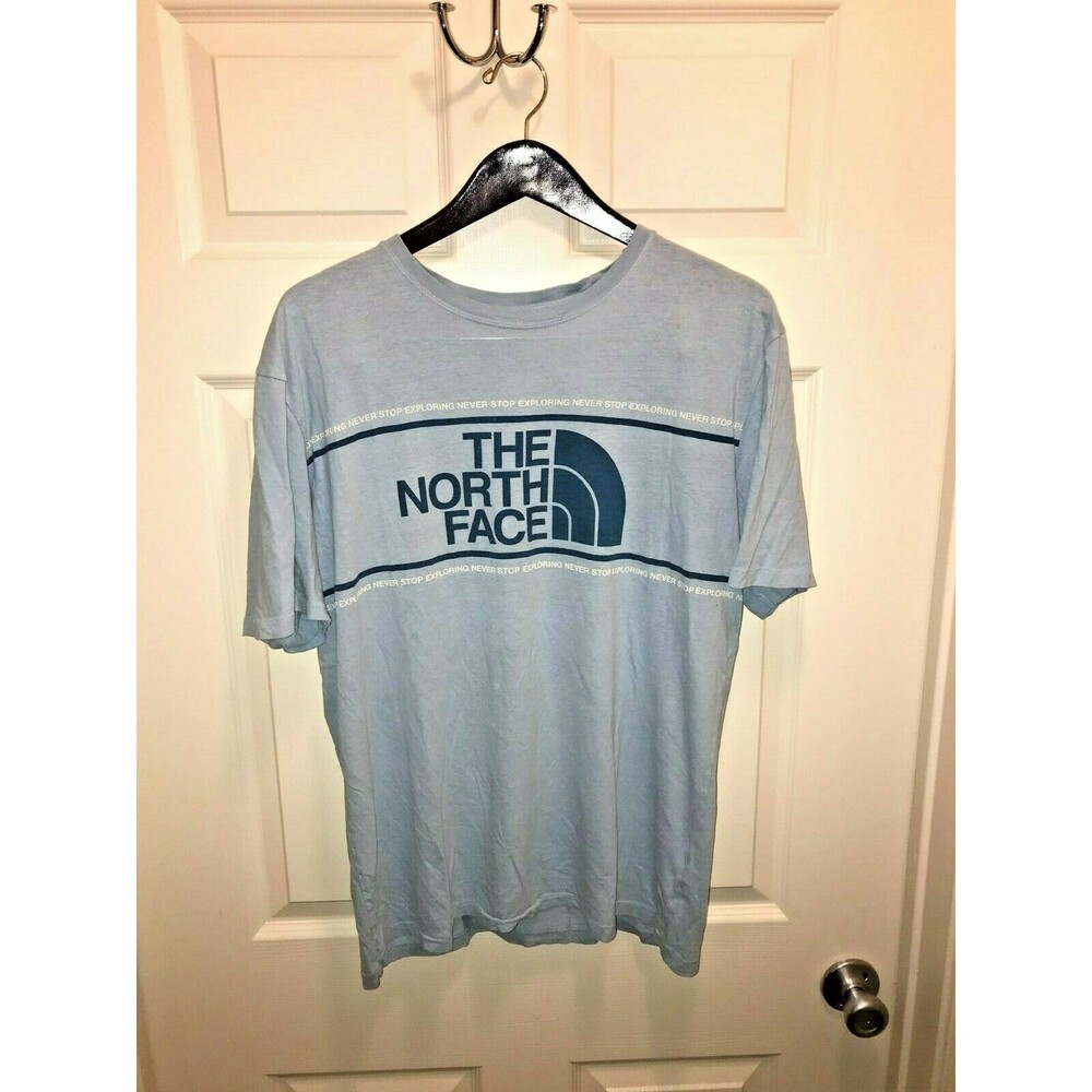 The North Face Mens T Shirt Size Medium LIght Blue Half Dome Logo Cotton